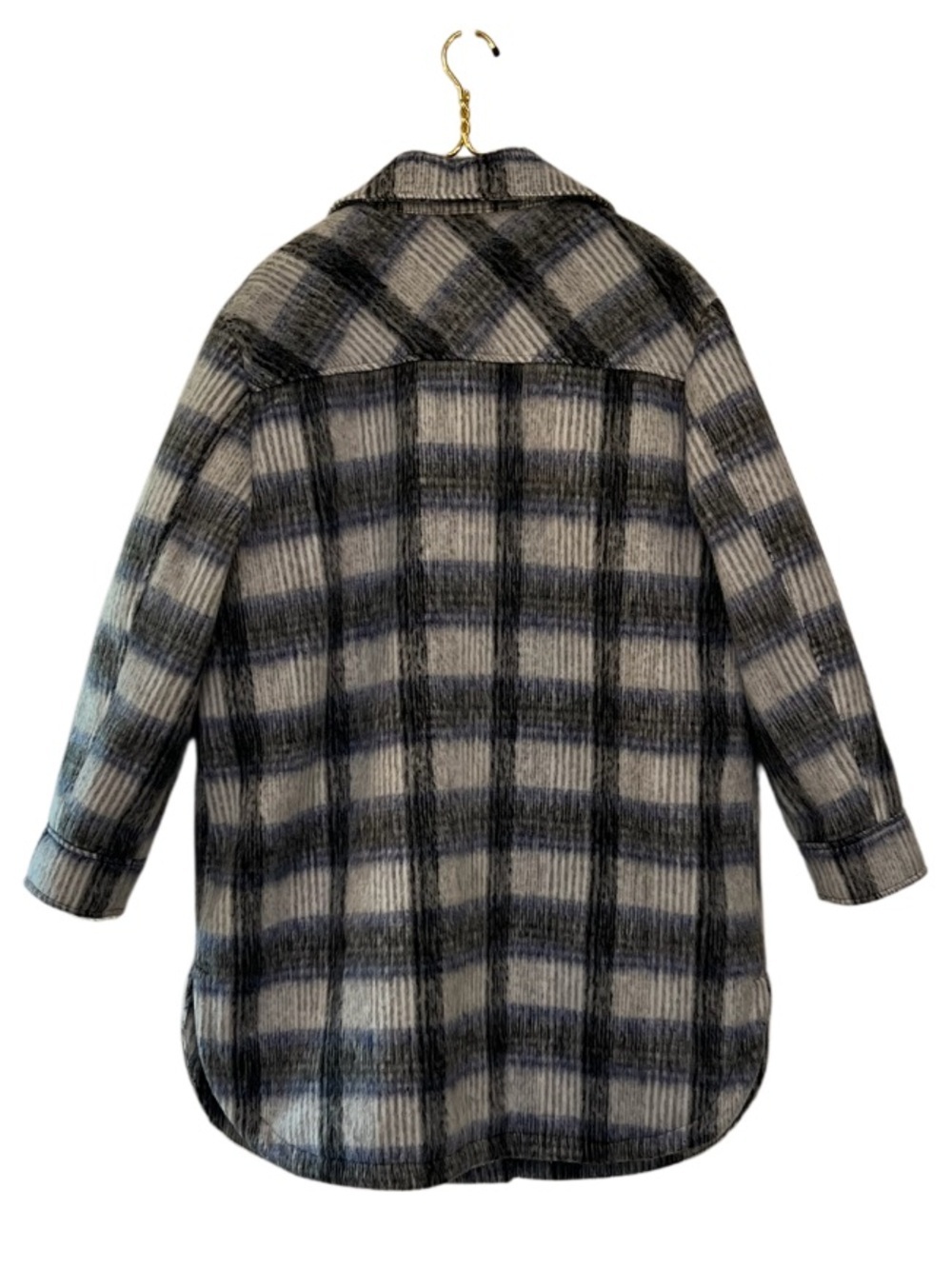 Modern Supply by Sanctuary Blue Gray Plaid Faux Wool Shacket XL - Picture 4 of 9